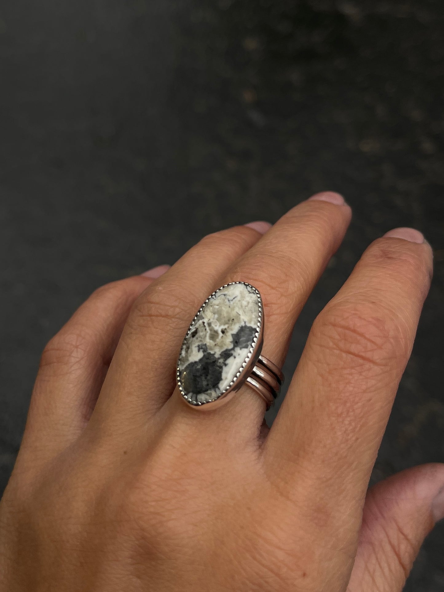 White Buffalo Split Band Ring | Size 7