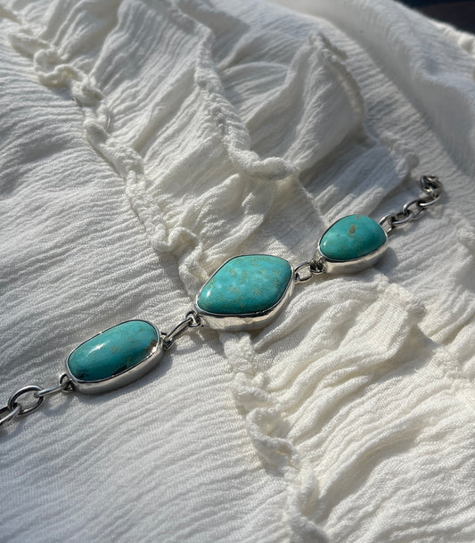 3 Stone Nacozari Turquoise Bracelet | 4.75"-5.75"