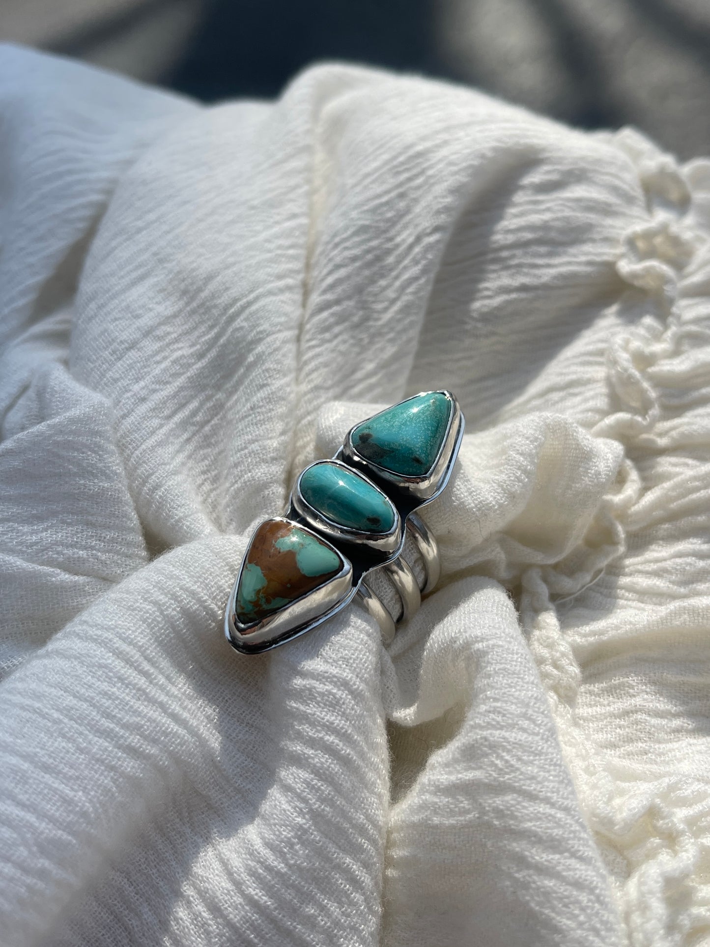 3 Stone Nacozari Turquoise Ring | Size 8.5