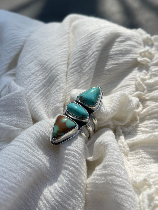 3 Stone Nacozari Turquoise Ring | Size 8.5