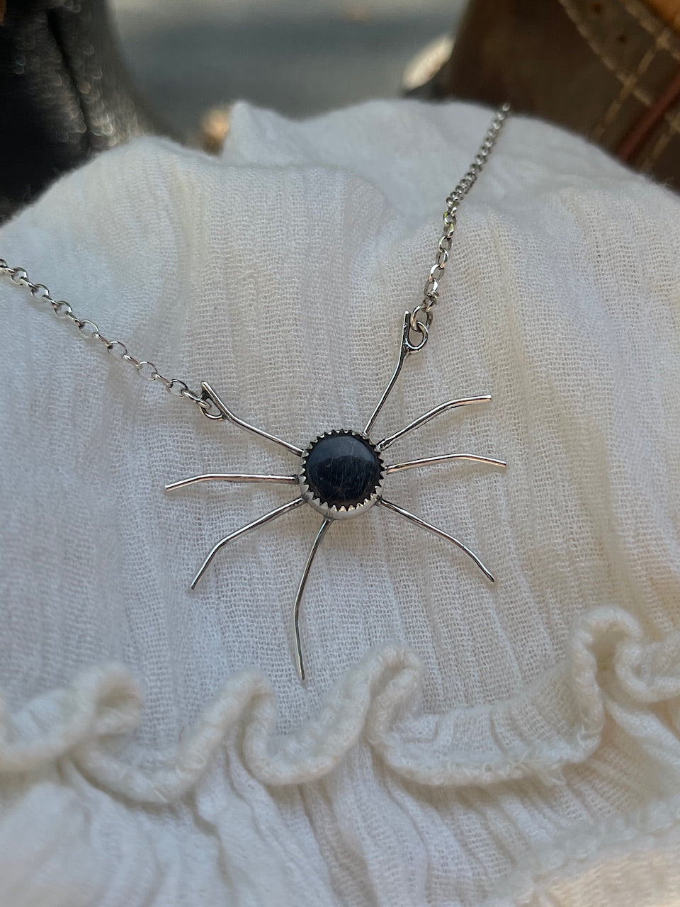 White Buffalo Spider Necklace | 20"