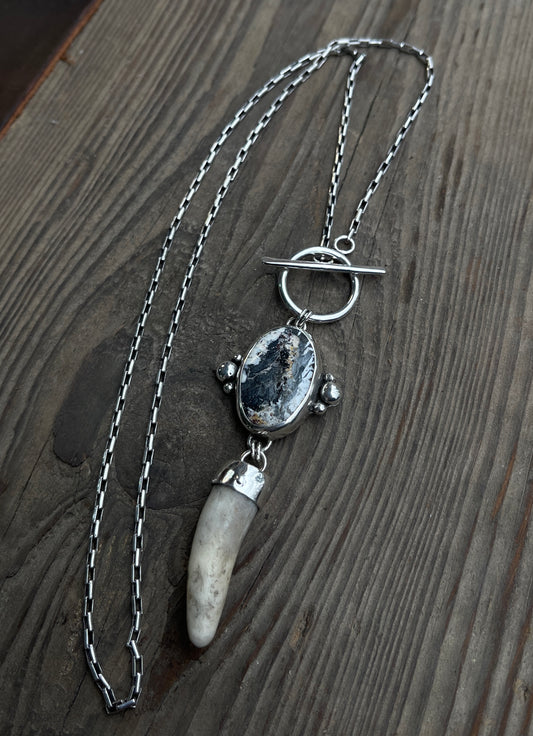 White Buffalo and Antler Necklace | 20"