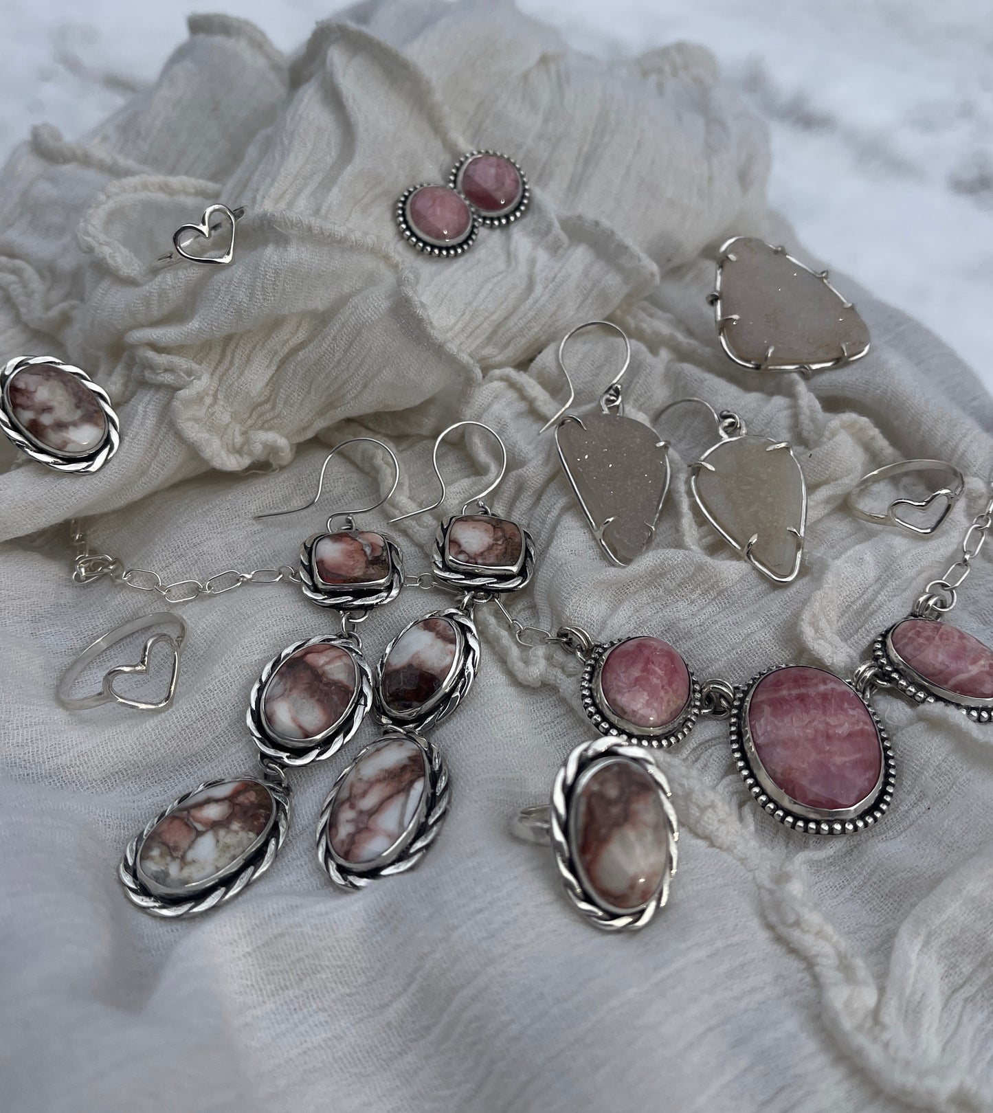 Rhodochrosite 3 Stone Necklace